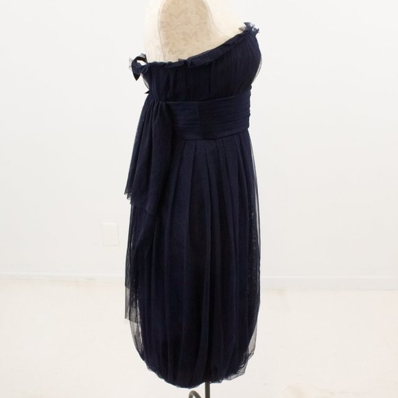 Vera Wang 4 Corset Strapless Tulle Midi Dress Blue - Picture 5 of 15